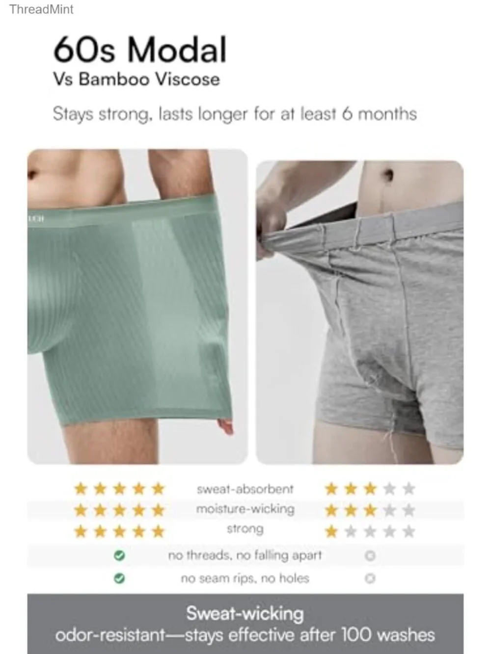 Men's MicroModal Boxer Briefs Moisture Wicking Seamless Stretch Underwear 4 Pack